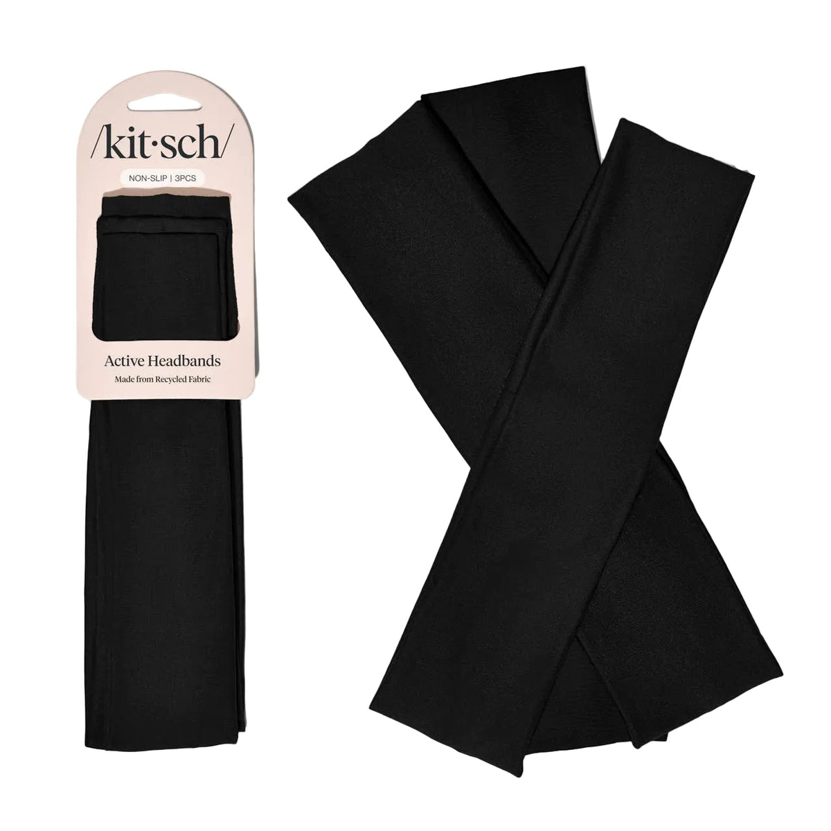 Recycled Active Headbands 3pc Set- Black