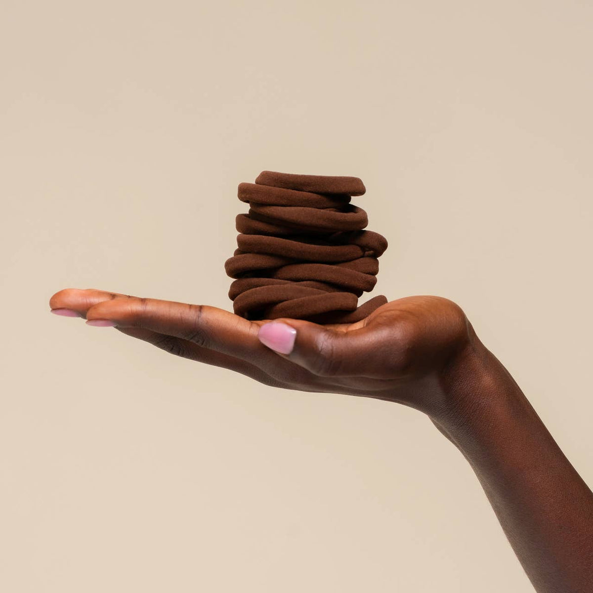 Recycled Fabric Seamless Hair Elastics 20pc Set - Chocolate