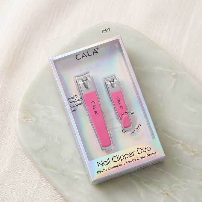CALA 50812 Coral Soft Touch Nail Clipper Duo Set - 6 sets