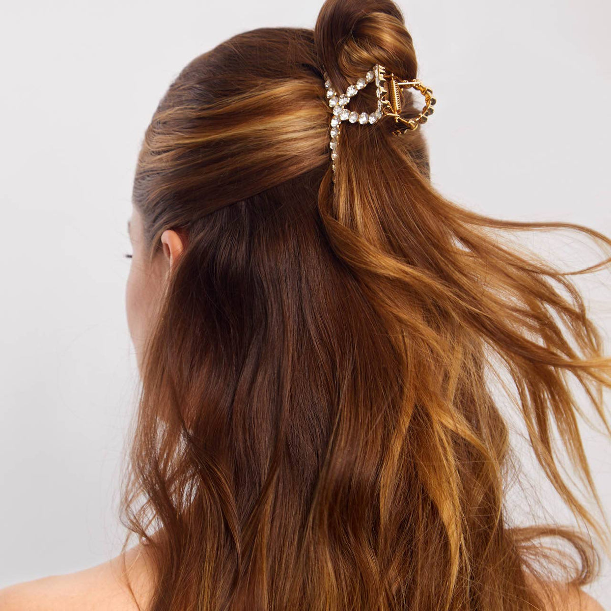 Metal Rhinestone Loop Claw Clip Gold