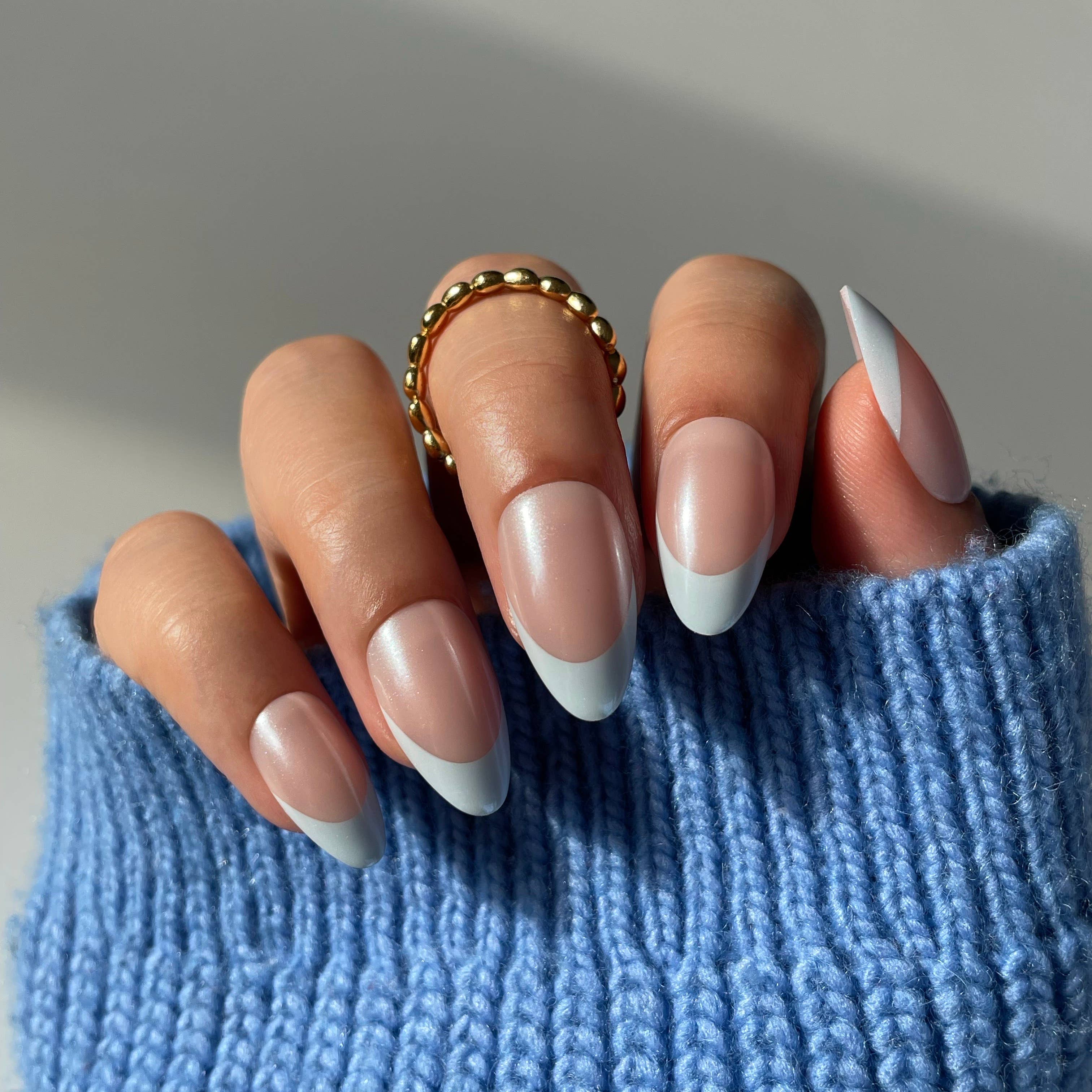 Blueberry Icing Press-On Nails | Baby Blue French Tip