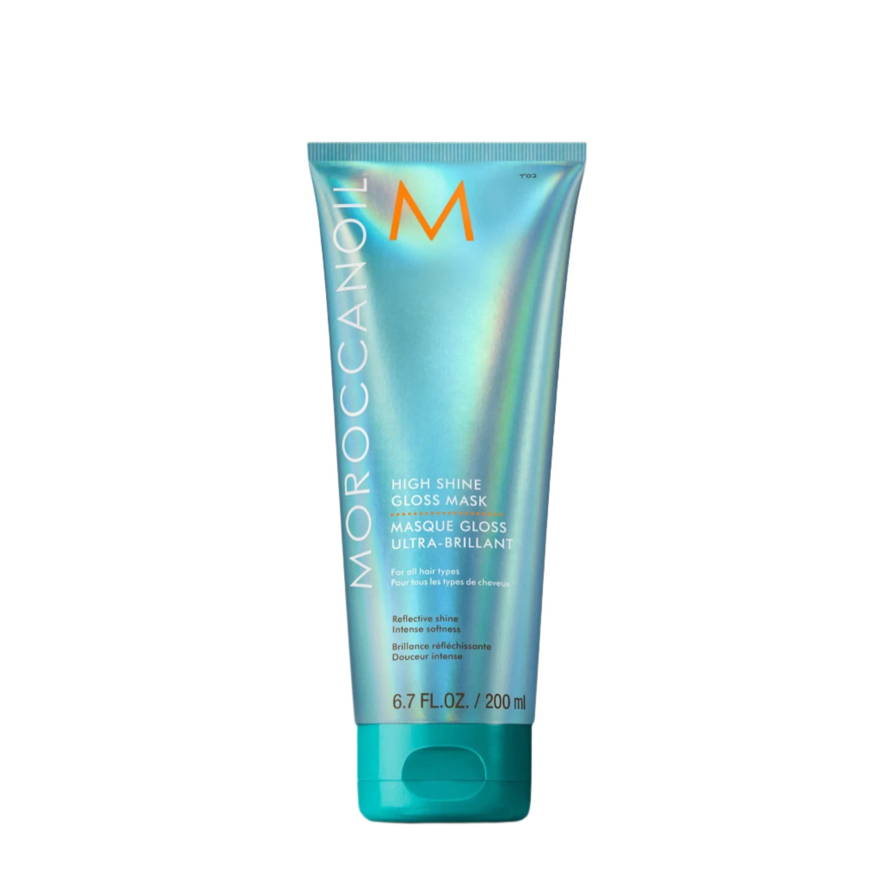 Moroccanoil high shine gloss mask tube on a light background