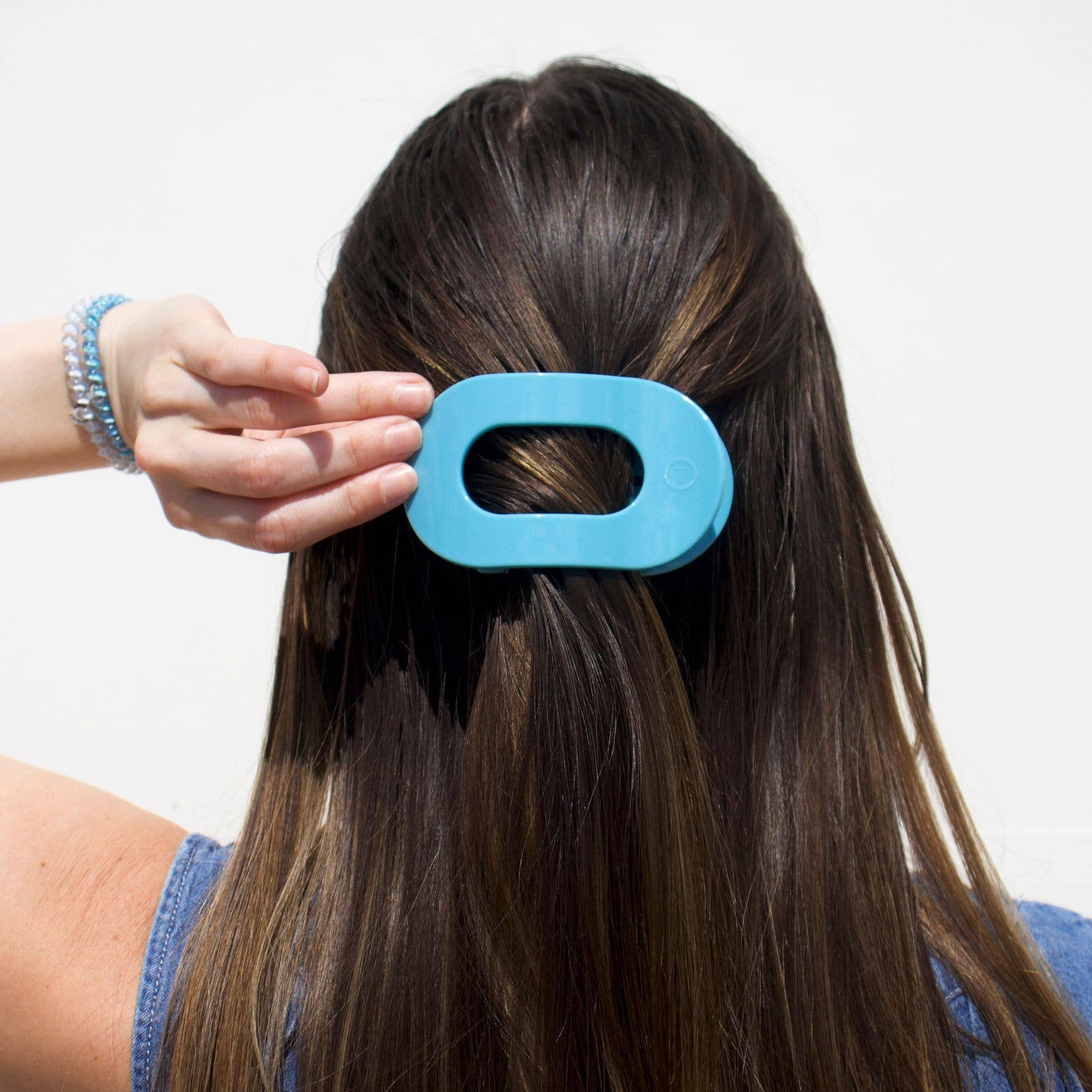 Flat Round Hair Clip | Summer Sky
