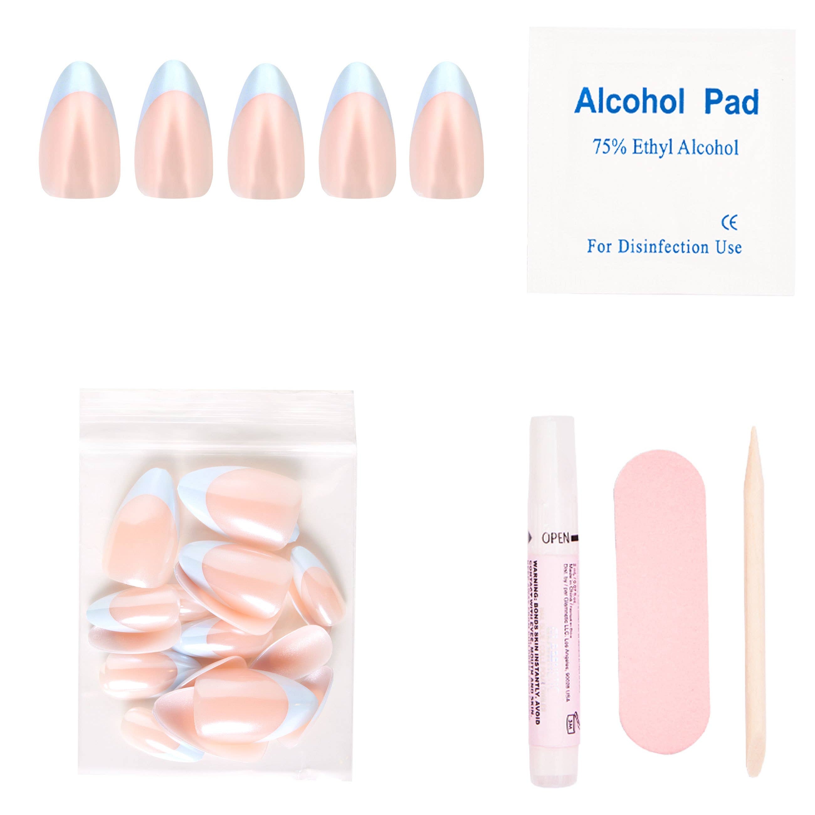 Blueberry Icing Press-On Nails | Baby Blue French Tip