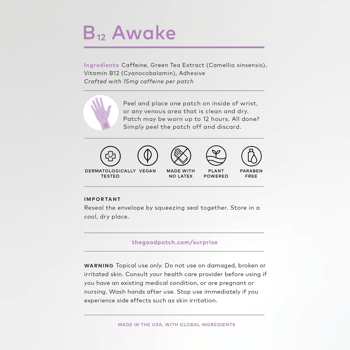 B12 Awake Wearable Wellness Patch