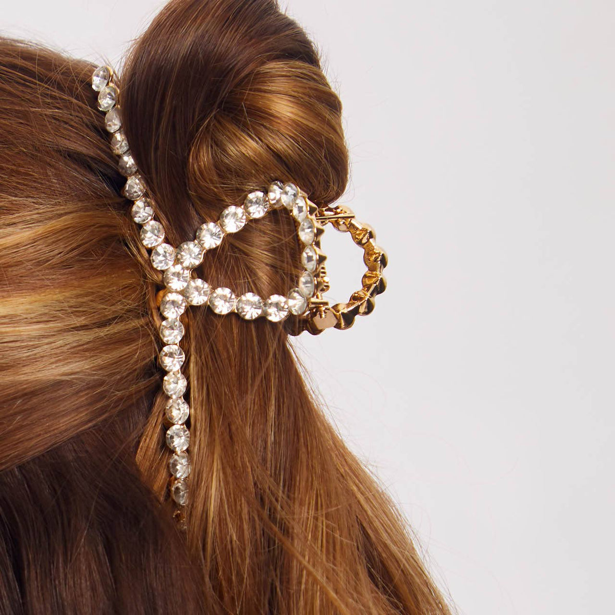 Metal Rhinestone Loop Claw Clip Gold