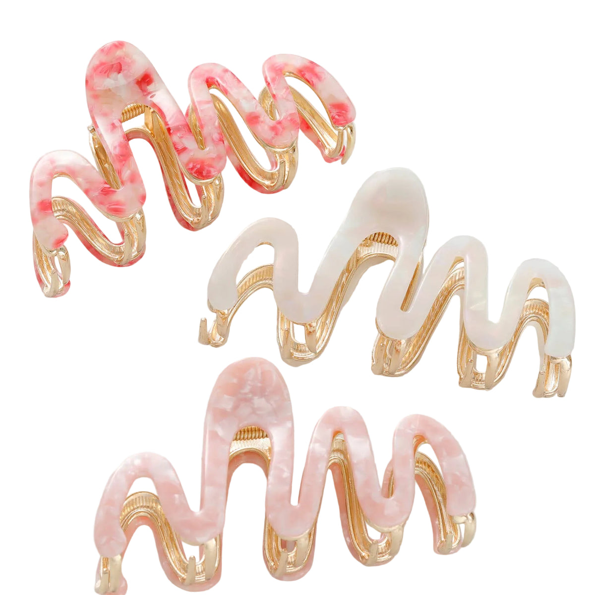 Willow Rosé | Large Squiggle Metal Claw Clip