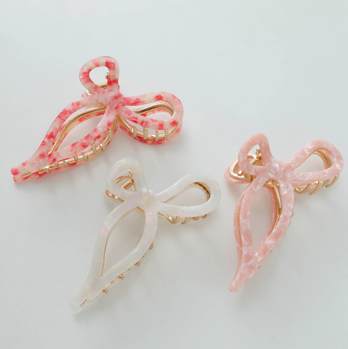 Sabrina Rosé | Large Ribbon Metal Bow Claw Clip