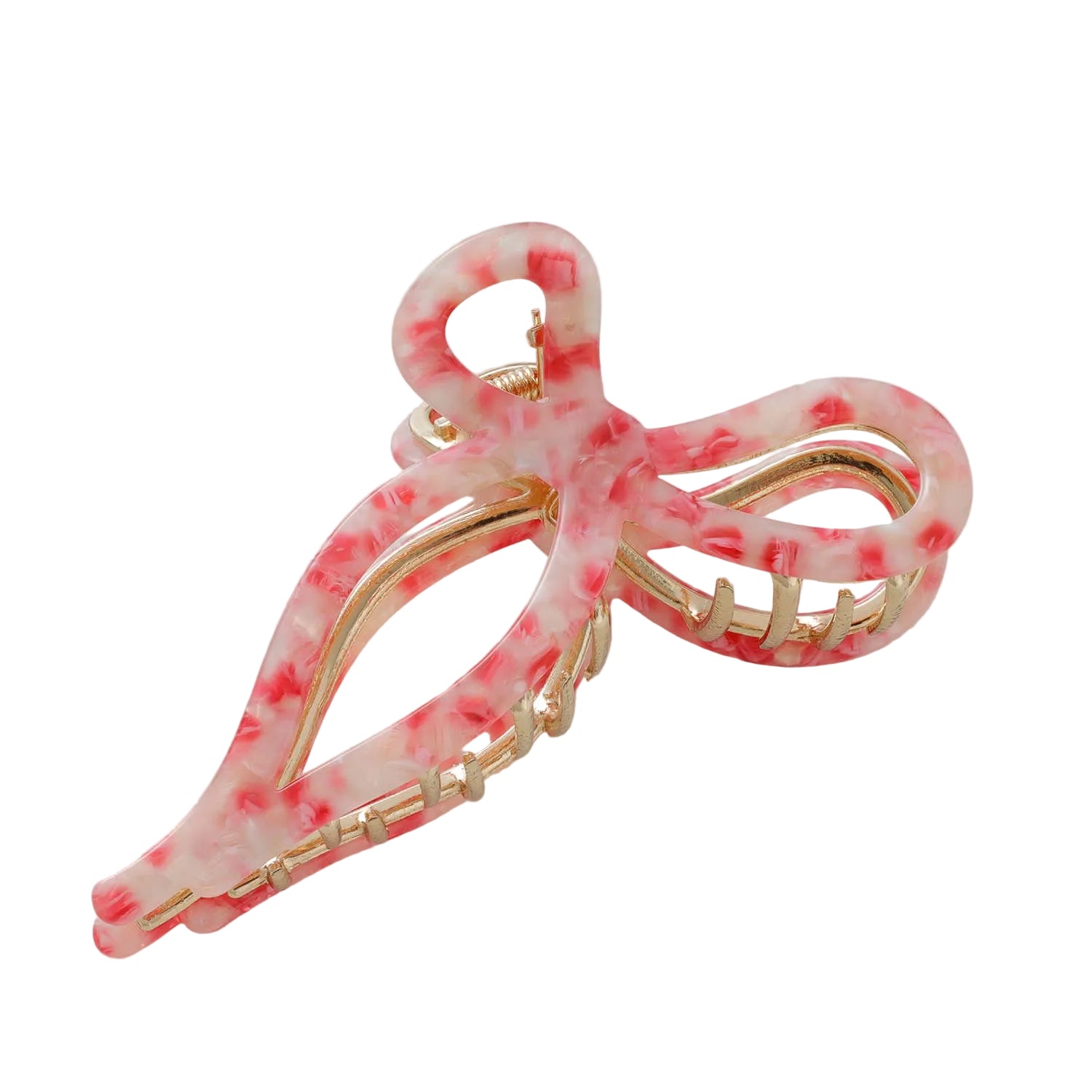 Sabrina Rosé | Large Ribbon Metal Bow Claw Clip