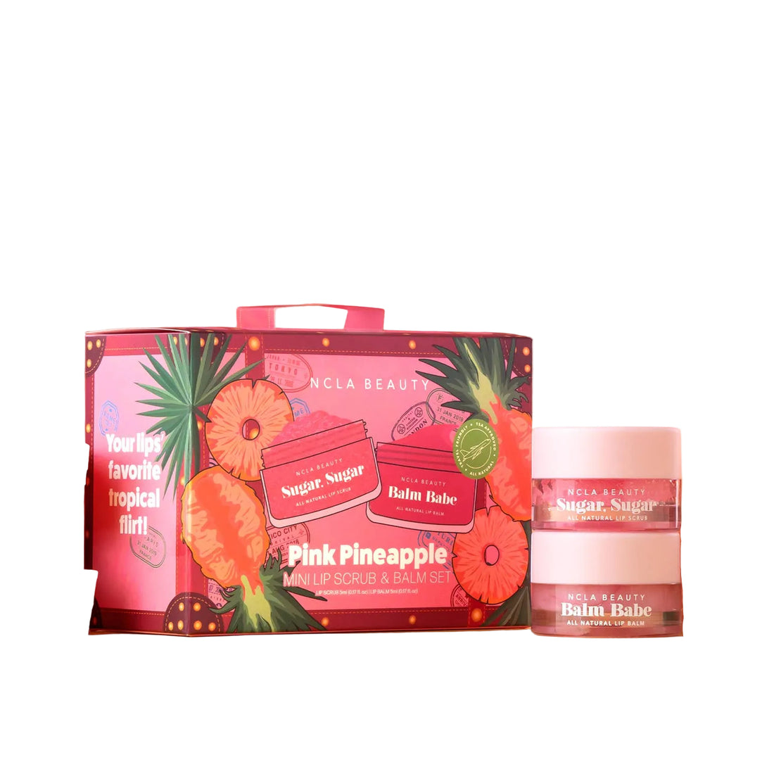 Pink Pineapple Mini Suitcase Lip Set