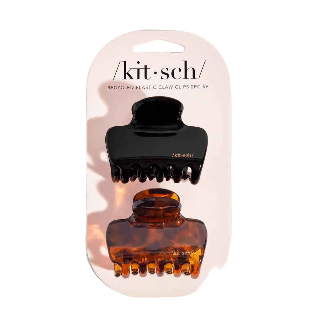 Recycled Plastic Medium Puffy Claw Clips 2pc Set- Black/Tortoise