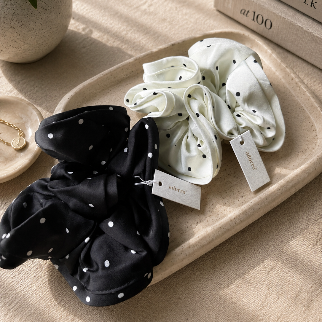 Polka Dot Satin Mega Scrunchie