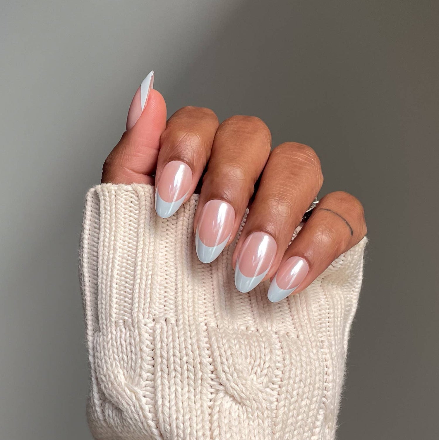 Blueberry Icing Press-On Nails | Baby Blue French Tip