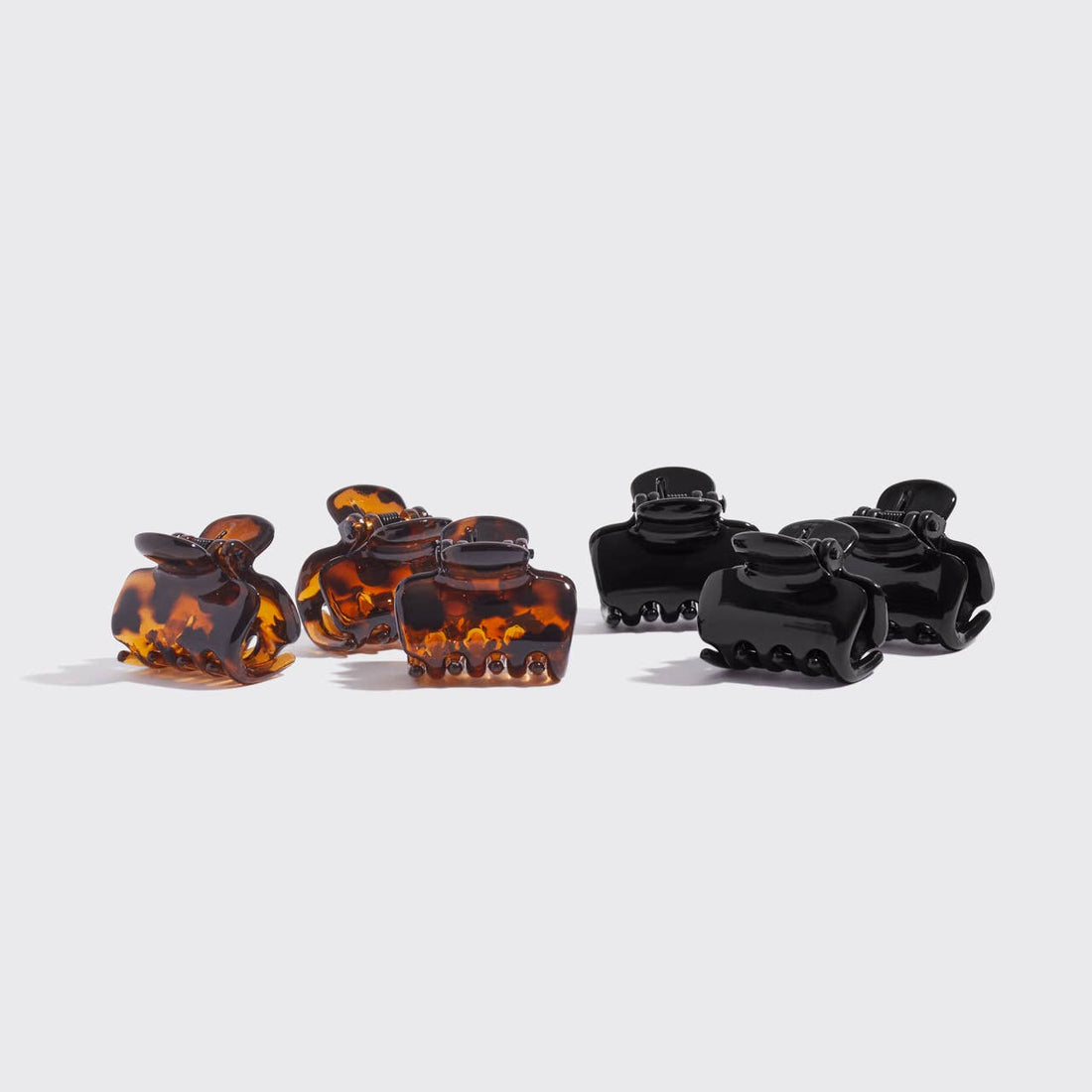 Recycled Plastic Mini Puffy Claw Clips 6pc Set- Black/Tortoise