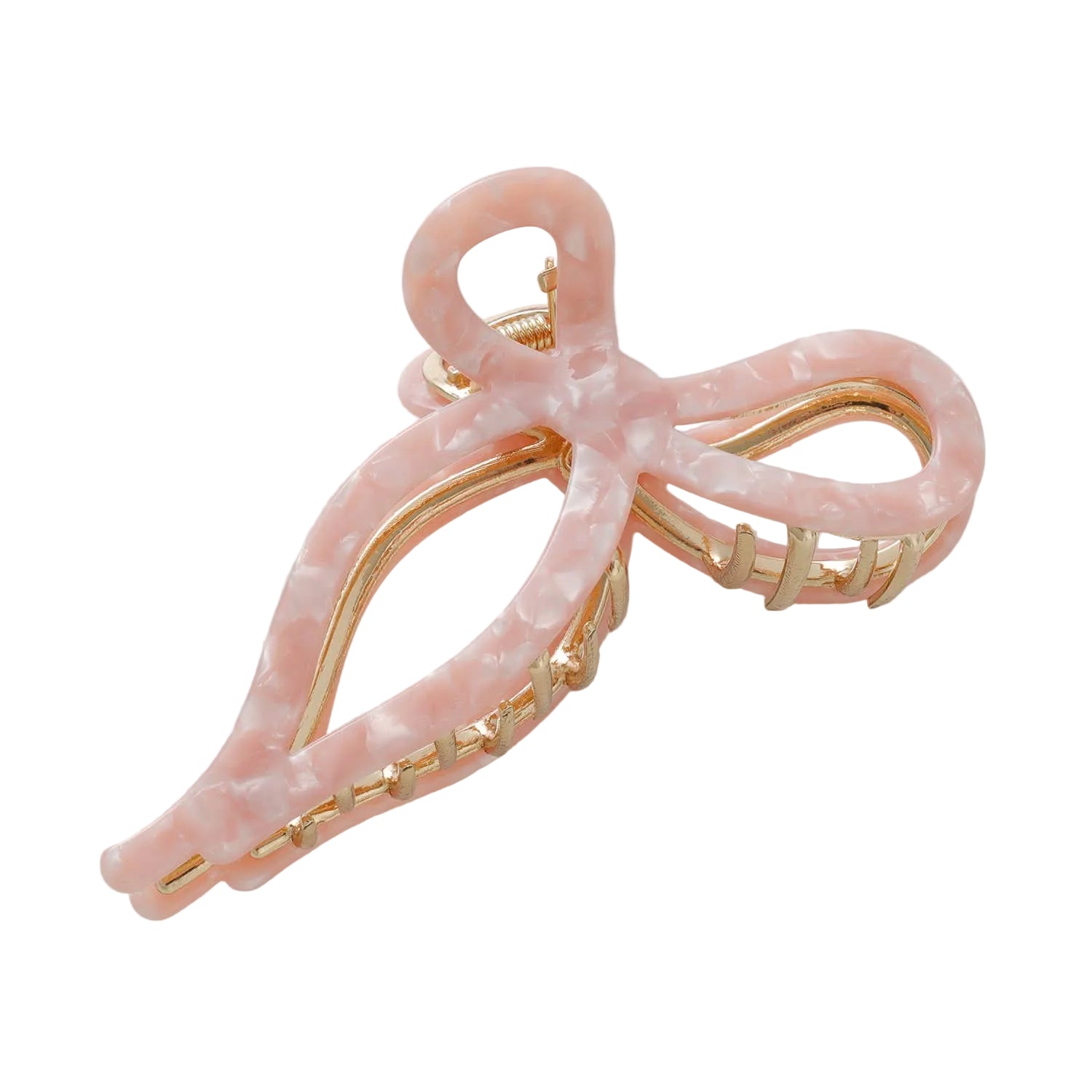 Sabrina Rosé | Large Ribbon Metal Bow Claw Clip