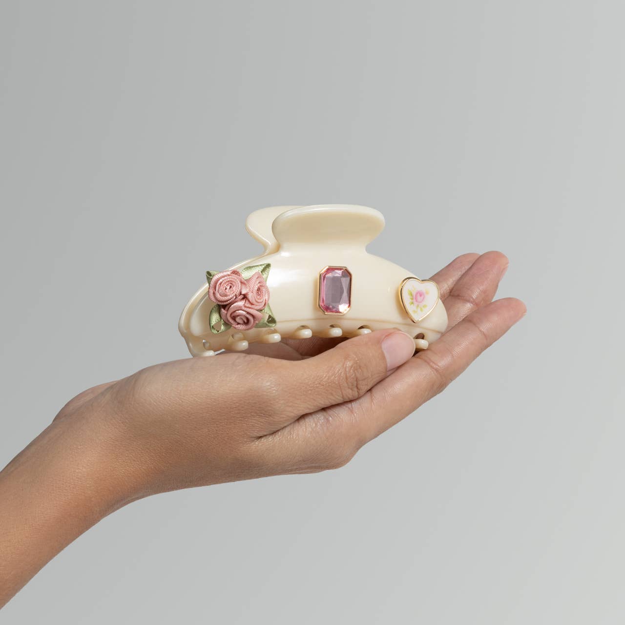 KitschPop™️Curved Claw Clip 7pc Set Vintage- Pearlized Cream