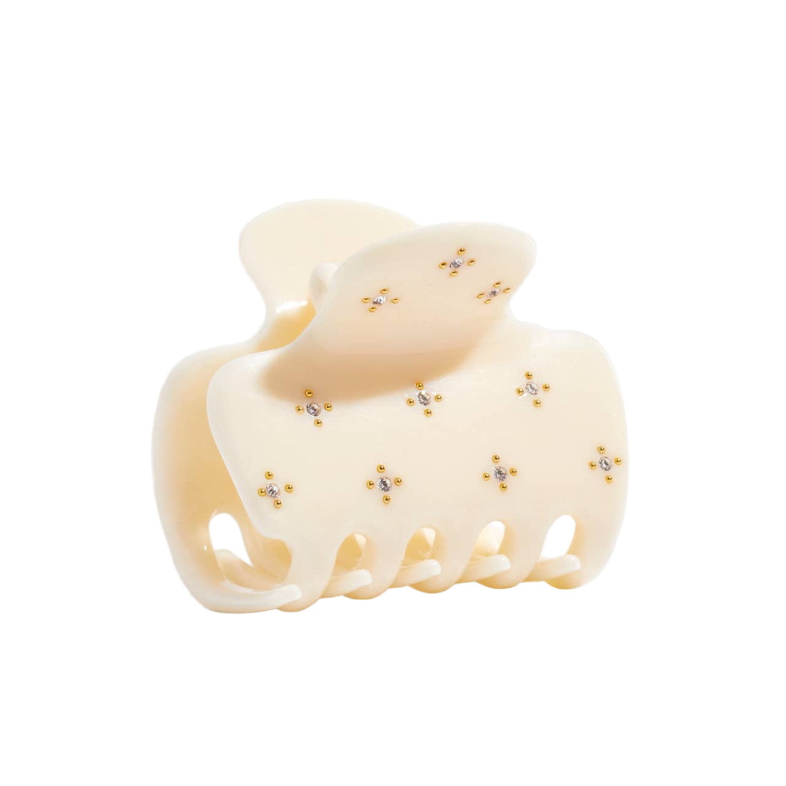 Recycled Plastic Rhinestone Medium Puffy Claw Clip 1pc-Ivory