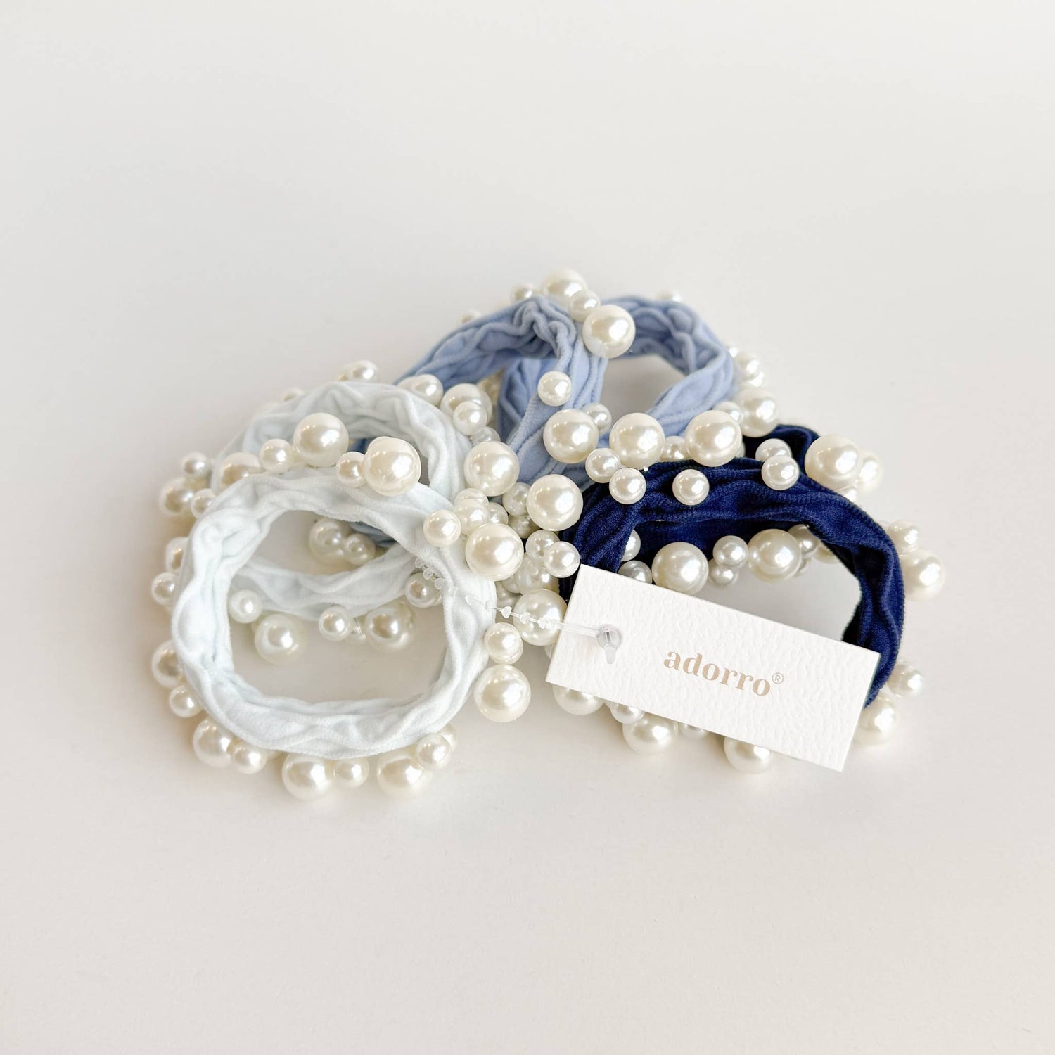 Coastal Textured Seamless Pearl Hair Ties (Set of 6)