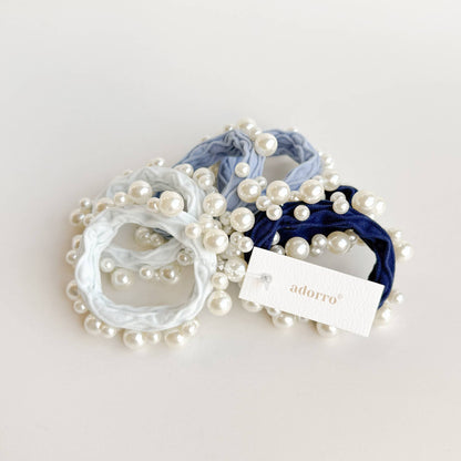 Coastal Textured Seamless Pearl Hair Ties (Set of 6)