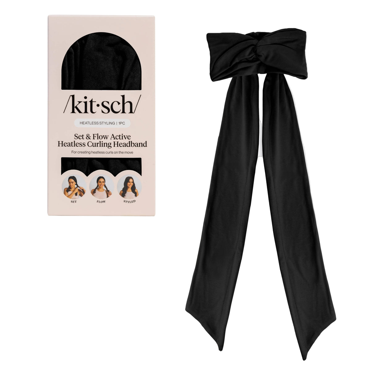 Set &amp; Flow Heatless Curling Headband - Black