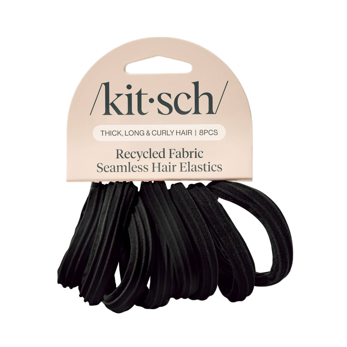 Recycled Seamless Hair Elastics 8pc Set- Black
