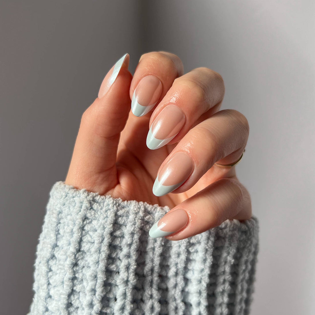 Blueberry Icing Press-On Nails | Baby Blue French Tip
