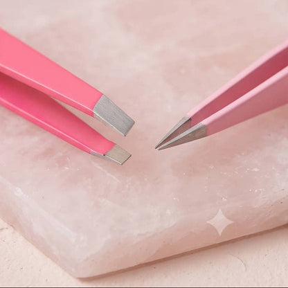 CALA 50822 Fine Point &amp; Slanted Tip Tweezer Duo Set - 6 set