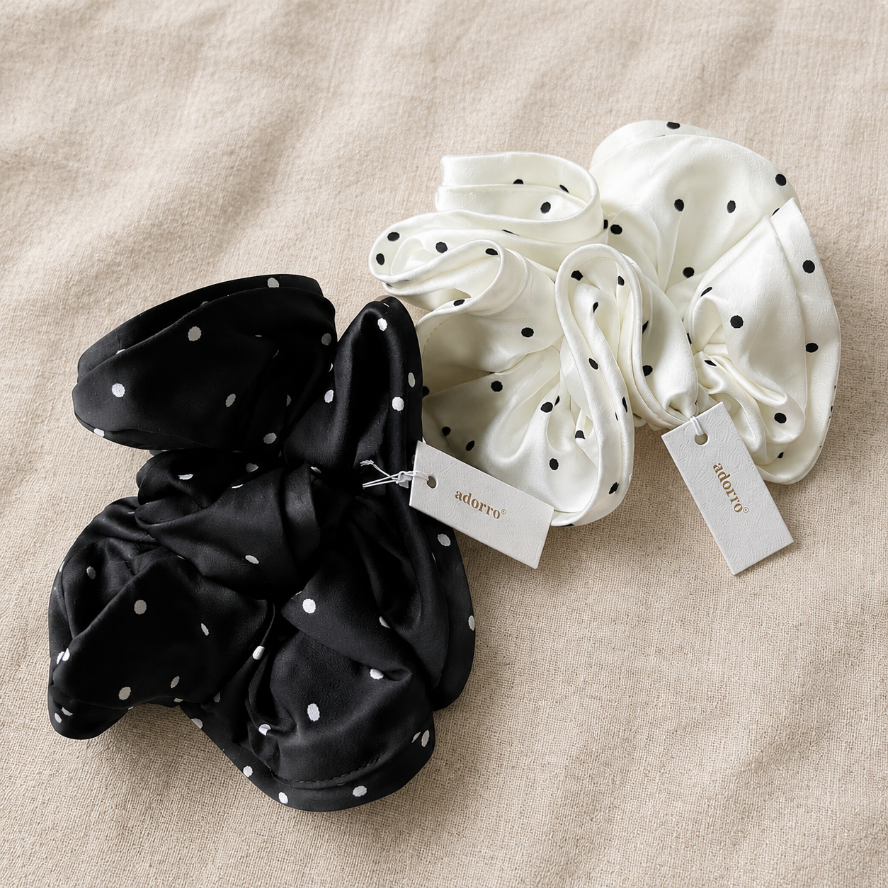 Polka Dot Satin Mega Scrunchie