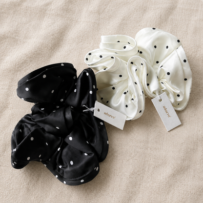 Polka Dot Satin Mega Scrunchie