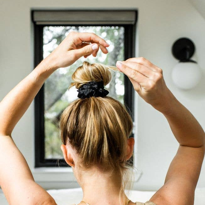 Silk Hair Scrunchie | Large | Jet Black
