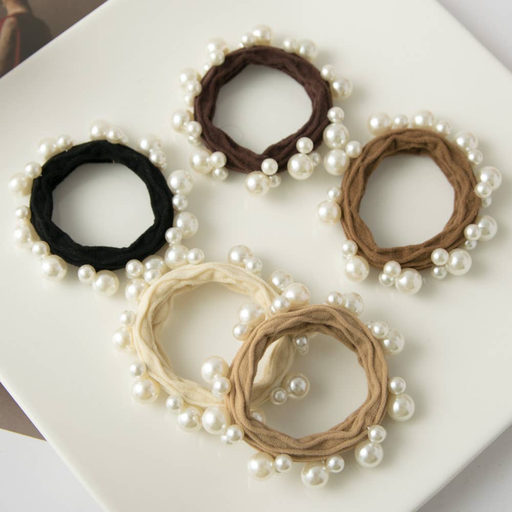 Textured Seamless Pearl Hair Tie (Set of 5)