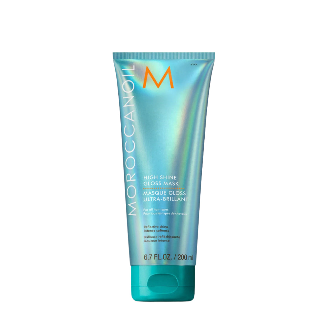Moroccanoil high shine gloss mask tube on a light background