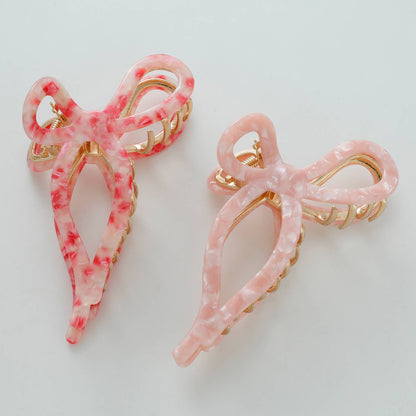 Sabrina Rosé | Large Ribbon Metal Bow Claw Clip