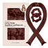 Brown satin hair set with packaging on a light gray background