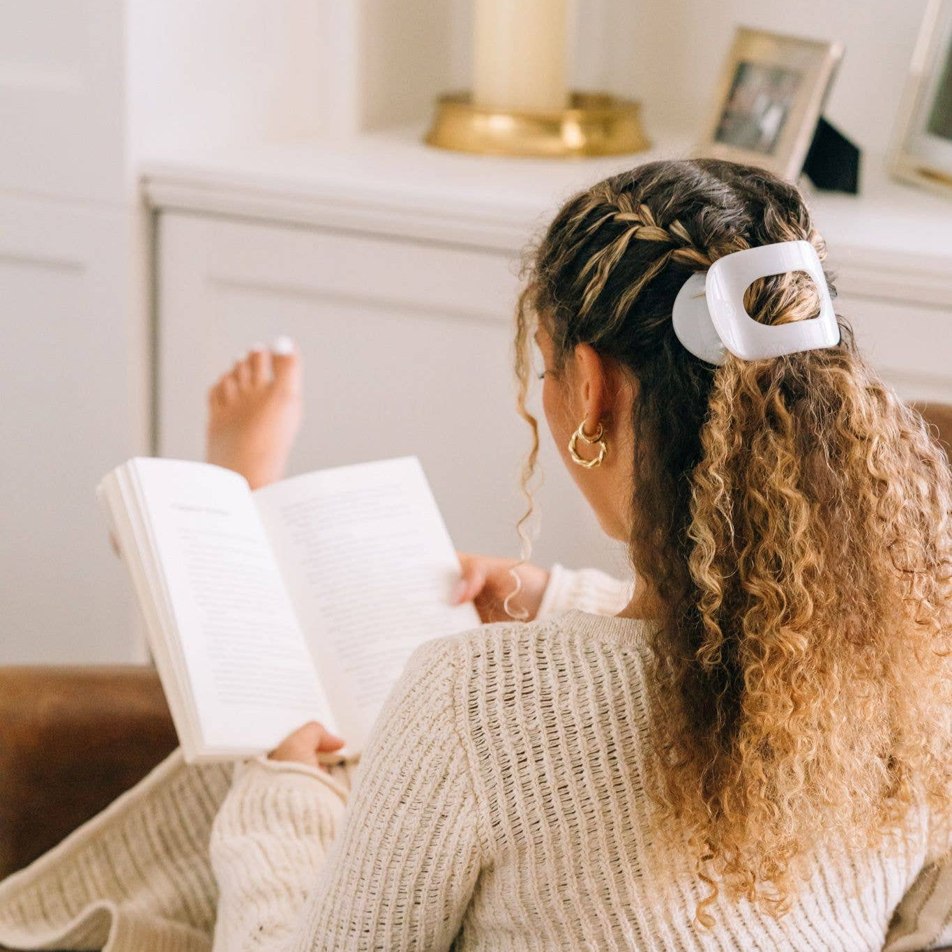 Flat Round Hair Clip | Large | Coconut White