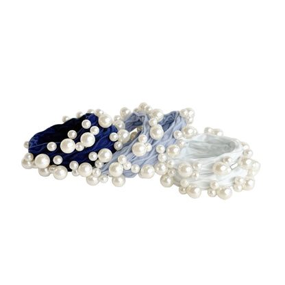 Coastal Textured Seamless Pearl Hair Ties (Set of 6)