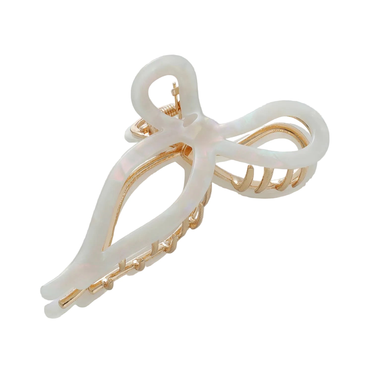Sabrina Rosé | Large Ribbon Metal Bow Claw Clip