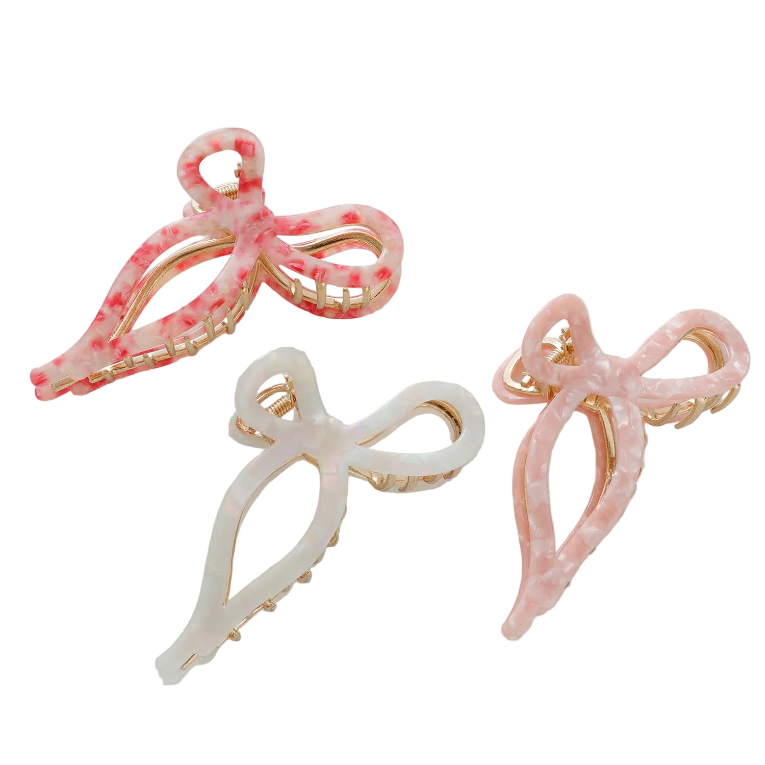 Sabrina Rosé | Large Ribbon Metal Bow Claw Clip
