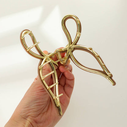Sabrina Large Ribbon Bow Metal Claw Clip