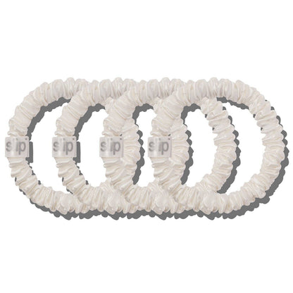 Back to School White Skinny Scrunchies