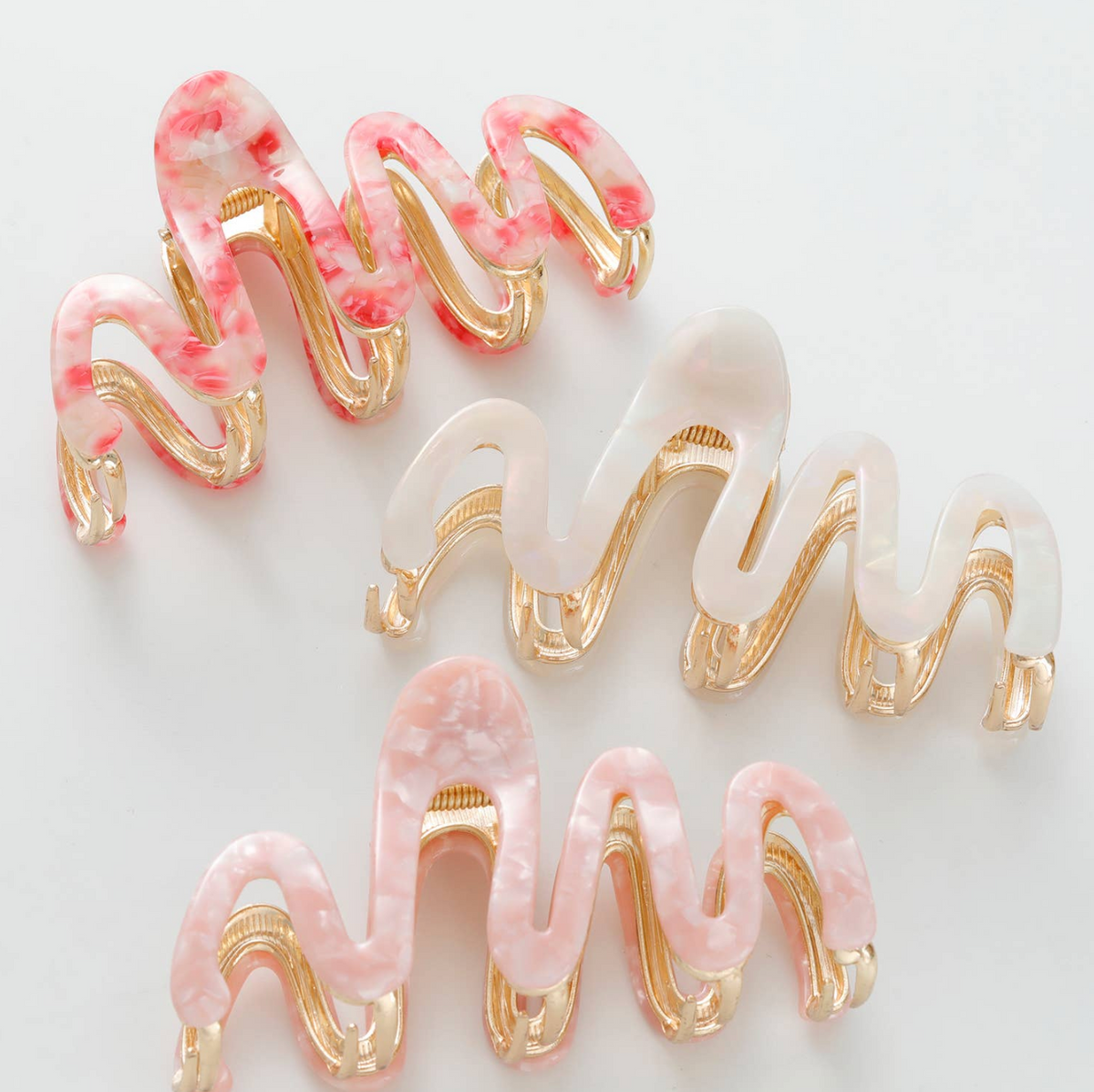 Willow Rosé | Large Squiggle Metal Claw Clip